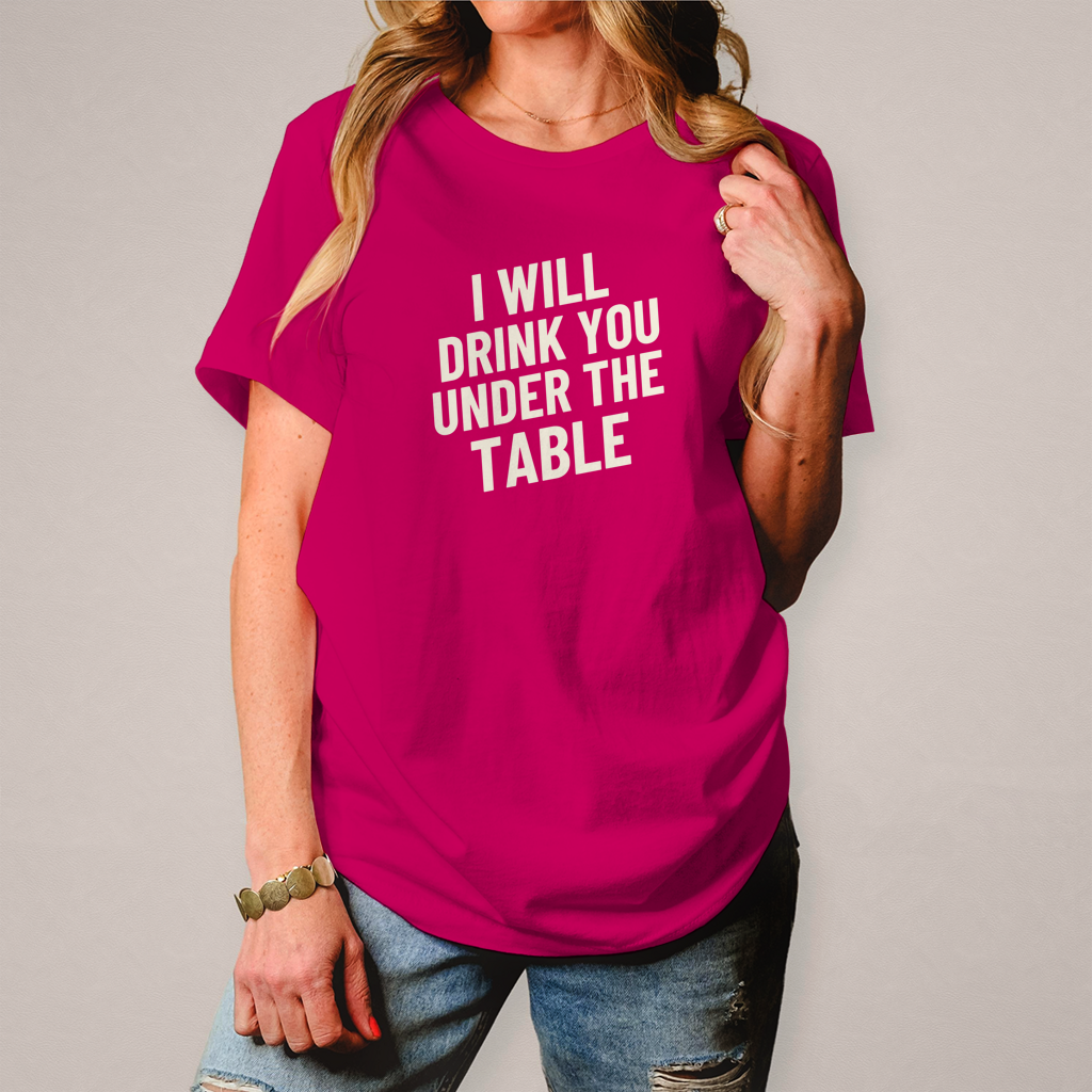 Damen T-Shirt drink ander the table