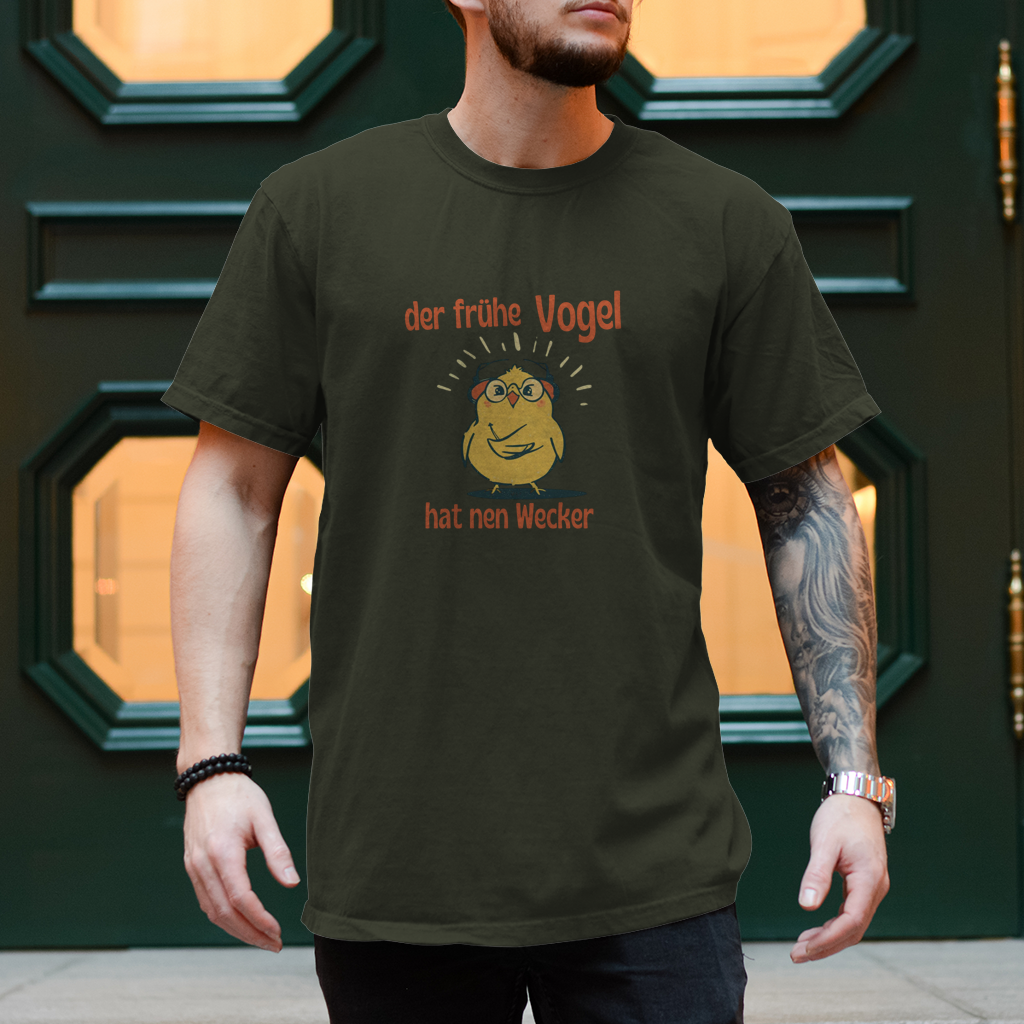 Herren T-Shirt Der frühe Vogel 2
